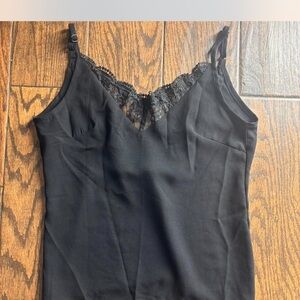 Black Lace Trim Cami Top - Women